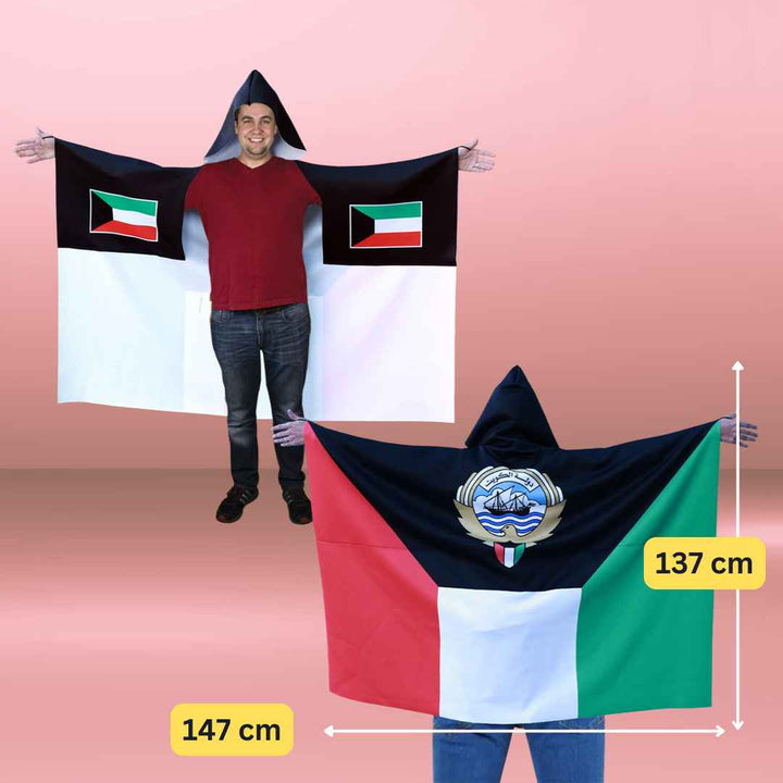 Hooded Flag Cape for Kuwait National Day - Body Flag-عباءة علم مع قبعة لعيد الكويت الوطني - علم للجسد