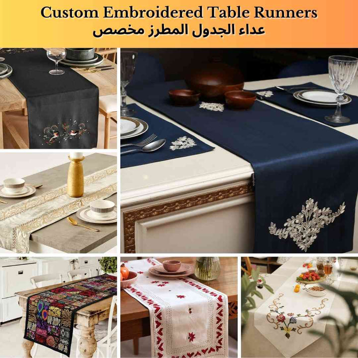 Custom Embroidered Table Runners-عداء الجدول المطرز مخصص