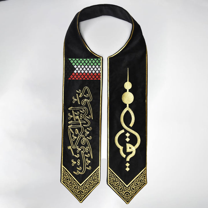 Shawl Kuwait Embroidery Black Design-5 - Karyan Art | كاريان أرت 