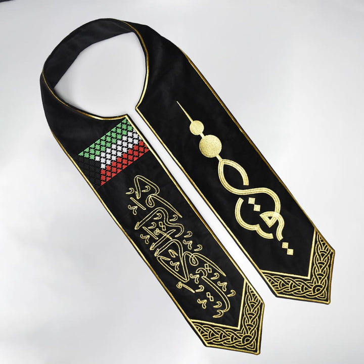 Shawl Kuwait Embroidery Black Design-5 - Karyan Art | كاريان أرت 