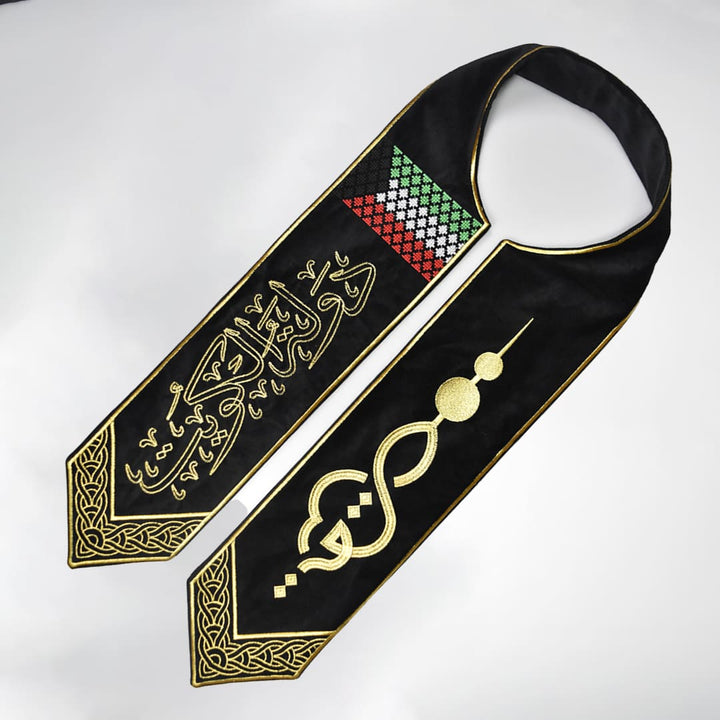 Shawl Kuwait Embroidery Black Design-5 - Karyan Art | كاريان أرت 