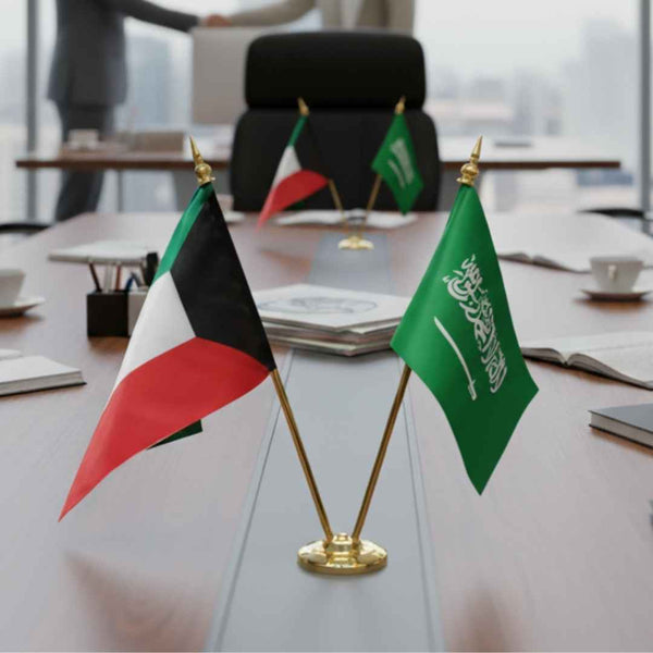 Luxury Table Flag - Double Flags Holder
