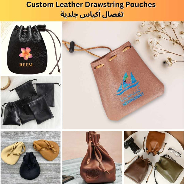 Custom Leather Drawstring Pouch