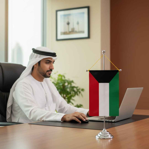 Premium Desk Flag - Hanging Flag on Pole Stand