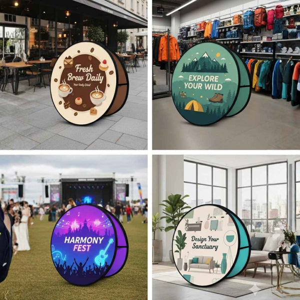 لافتات ستاند قماشية منبثقة مخصصة - بشكل دائري 