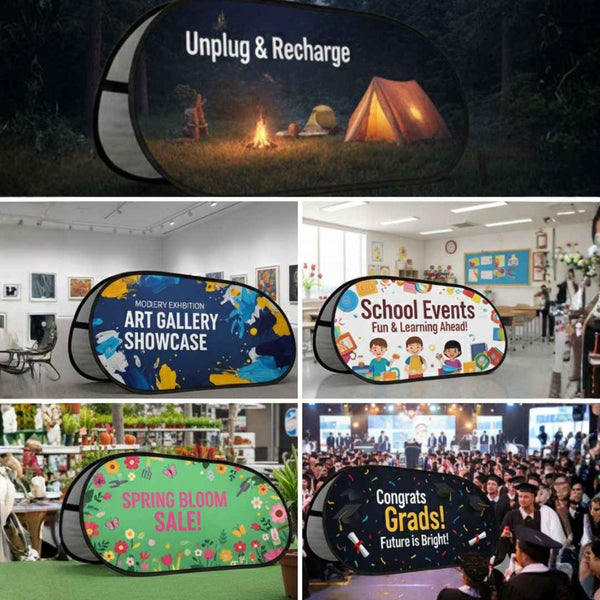 لافتة ستاند قماشية منبثقة مخصصة – شكل بيضاوي