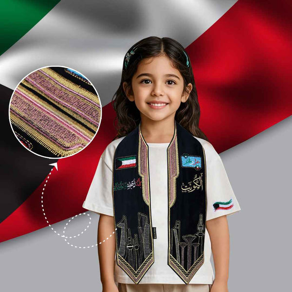 Beautiful Velvet Embroidered Shawls for Kuwait National Day for Kids-شالات مخملية مطرزة جميلة لعيد الكويت الوطني للأطفال