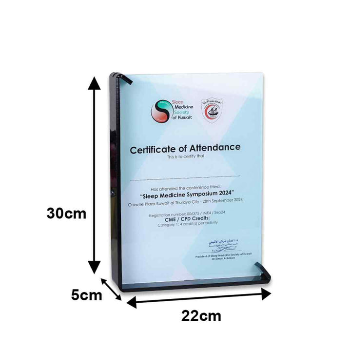 Custom Acrylic A4 Certificate Stand - Karyan Art | كاريان أرت 