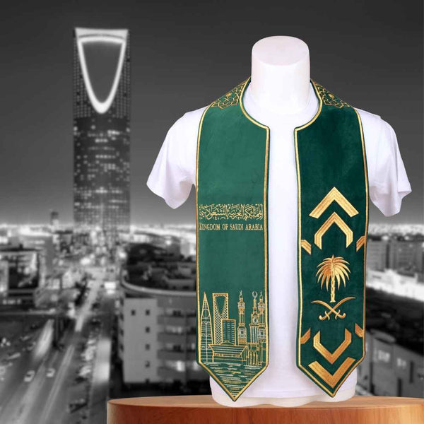 Embroidered Velvet Scarves- Saudi National Day