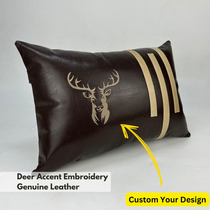 Custom Leather Pillow Covers with Embroidery - Karyan Art | كاريان أرت 