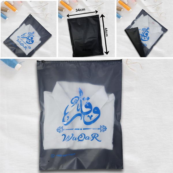 Customized Plastic Bag - Transparent Front & Back Is Black Color - Karyan Art | كاريان أرت 