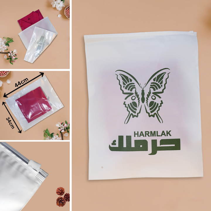 Customized Print Plastic Bag - Transparent Front & Back Is White Color - Karyan Art | كاريان أرت 